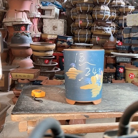 紫砂花盆圆桶盆一个