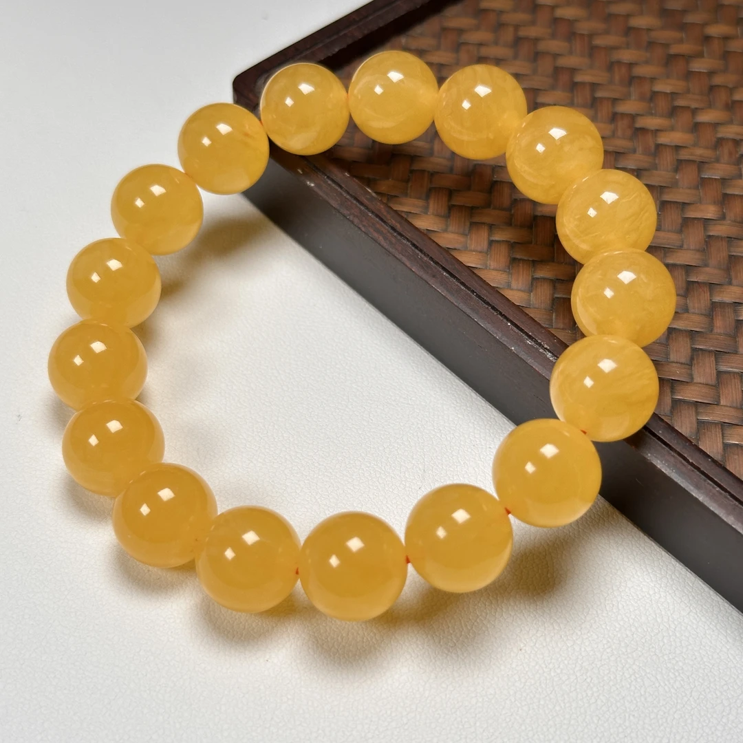 13+焦皮橘红同料手串保真保纯天然琥珀蜜蜡手串