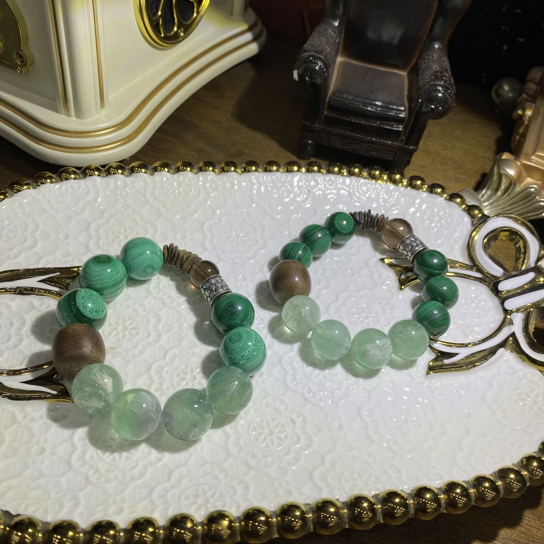 X22-天然老矿料孔雀石手串单圈-多样性发其一