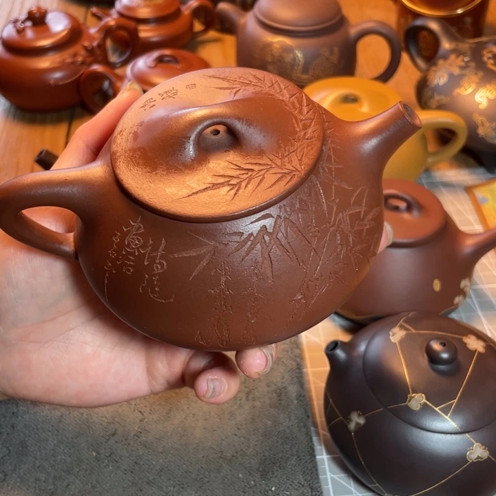 茶壶紫泥满瓢全手工满刻