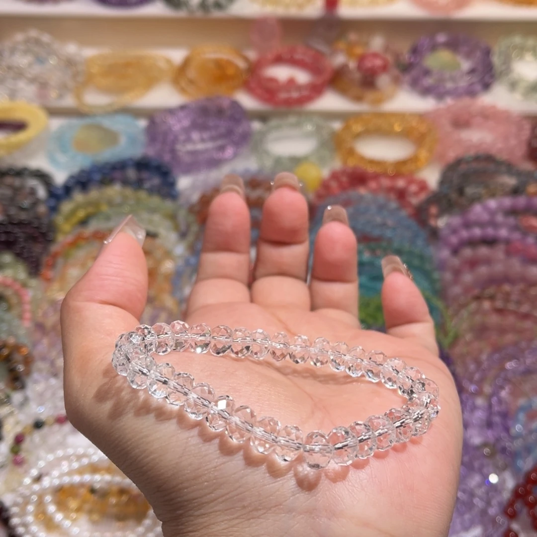 未镶嵌手链水晶白水晶算盘珠手串