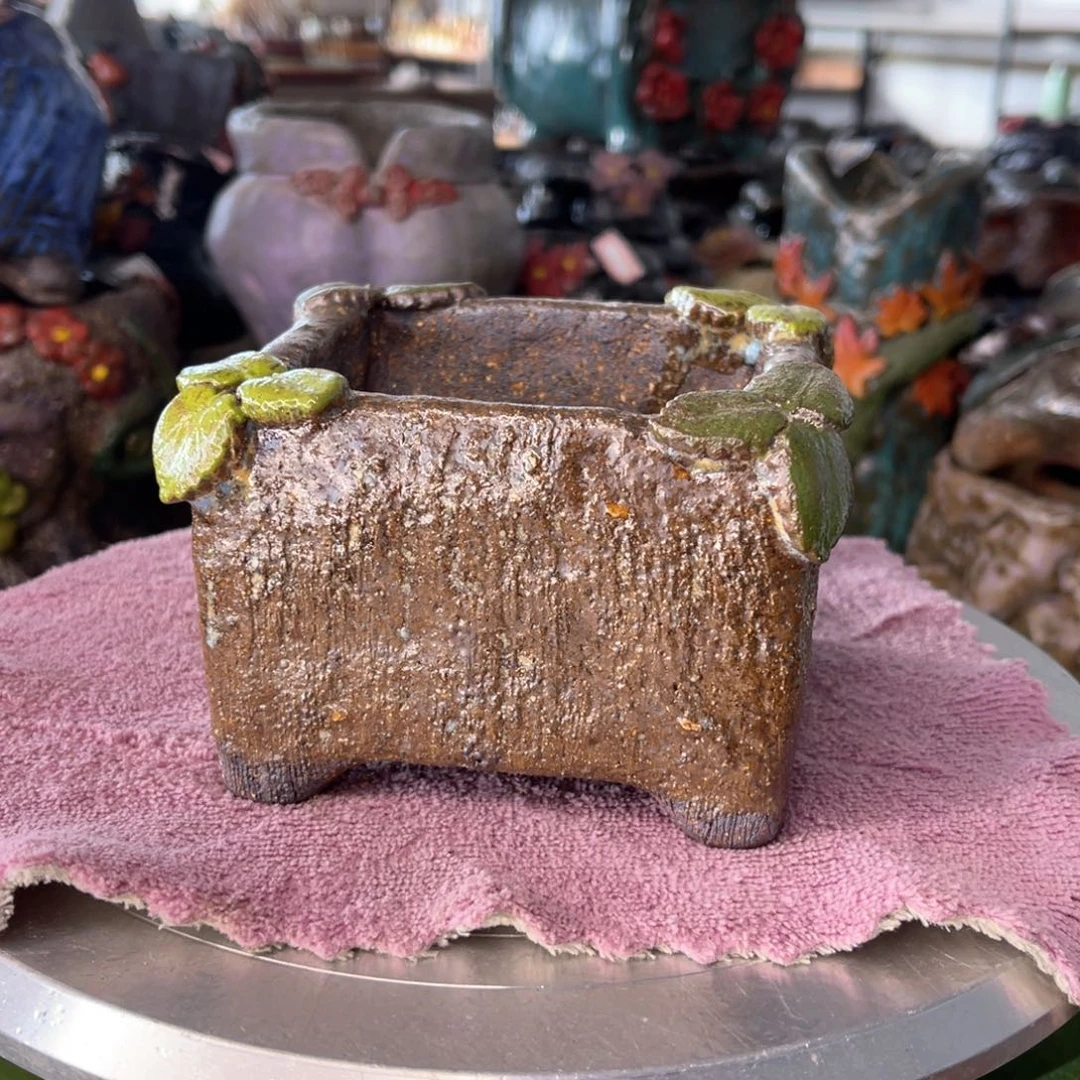 红陶粗砂陶手工花盆