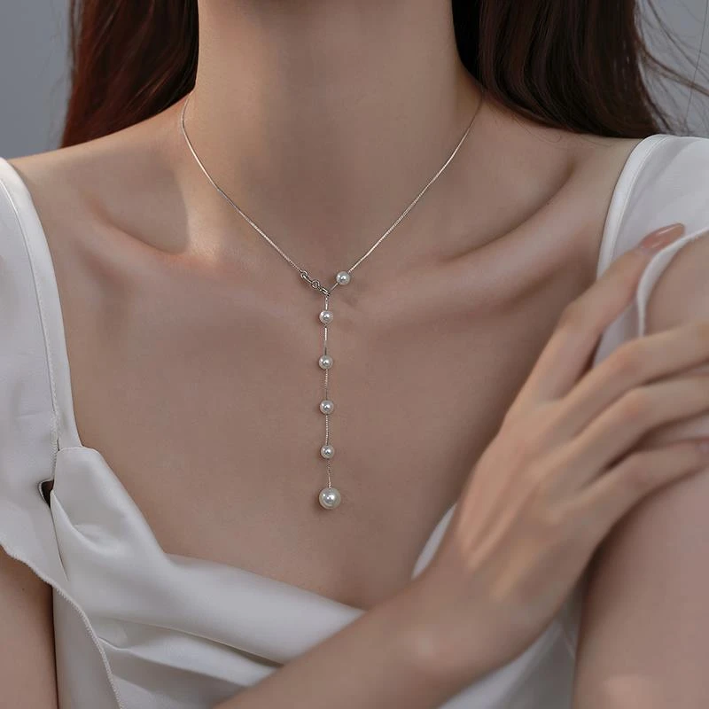 Catia Seli 链子925银 Y字纯银珍珠项链女轻奢小众高级感锁骨链