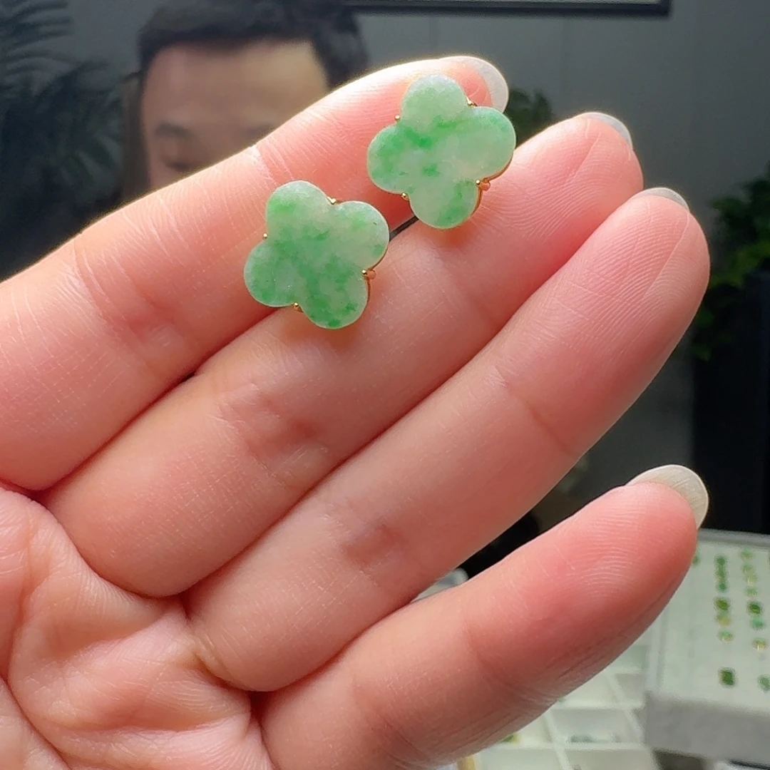 翡翠银S925镶嵌耳饰多样性发货其一