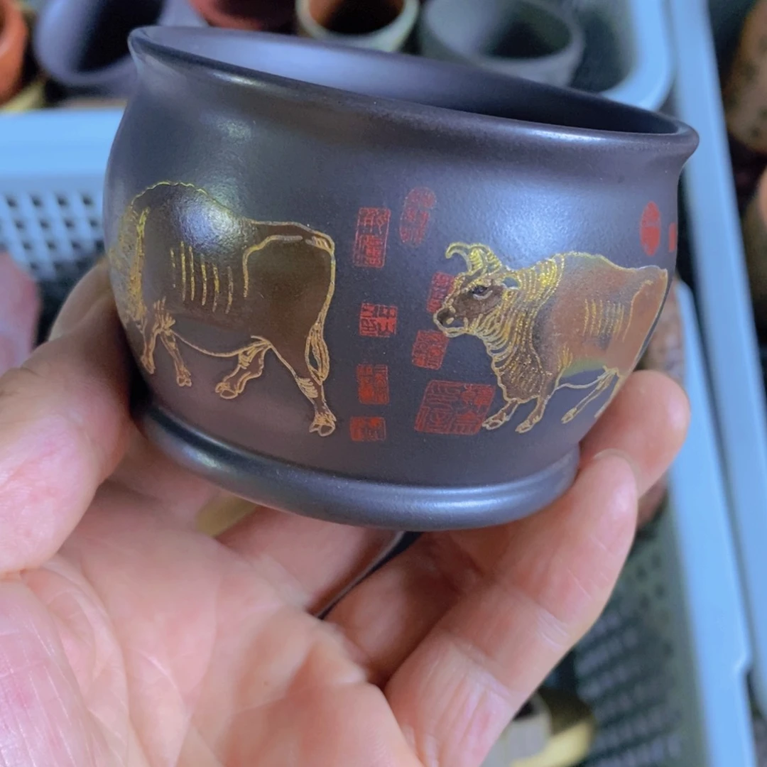 茶杯绿泥紫砂紫砂
