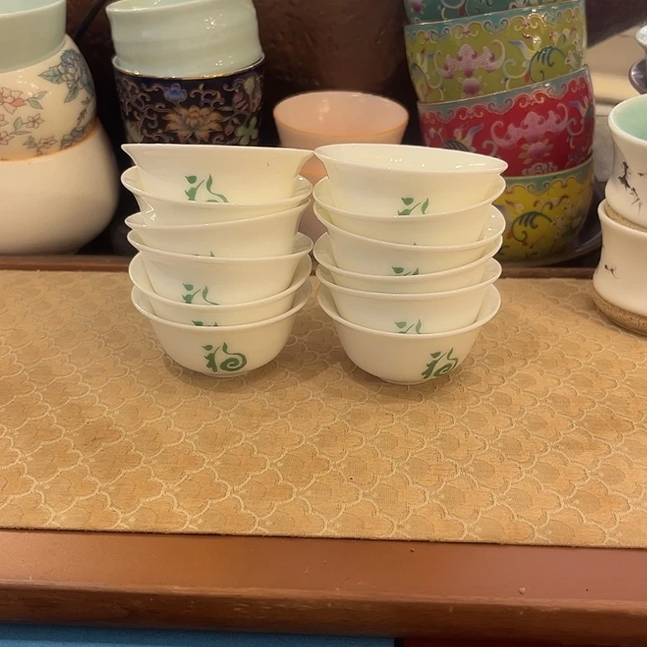 瓷片陶瓷单杯微瑕12个福字