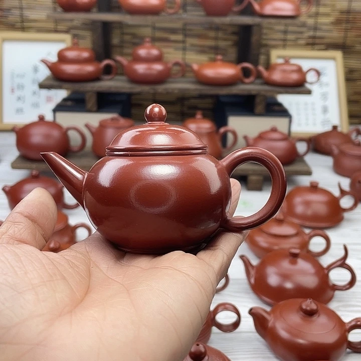 心**潮州朱泥手拉壶水平壶