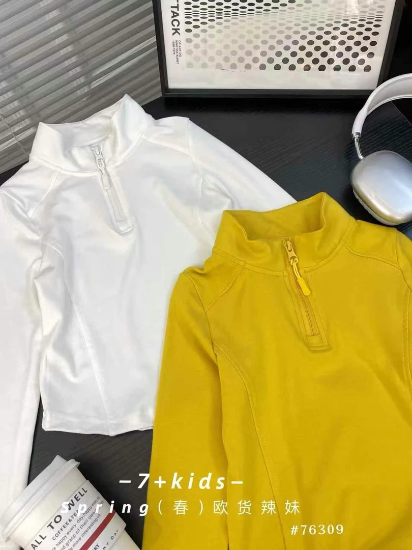 户外T恤常规健身拉链长袖秋冬短款透气拼接直筒型高领运动