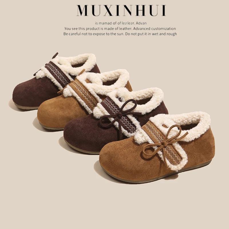 【品牌】蝴蝶结印花勃肯鞋加绒2025新款秋冬厚底全包棉鞋女鞋998