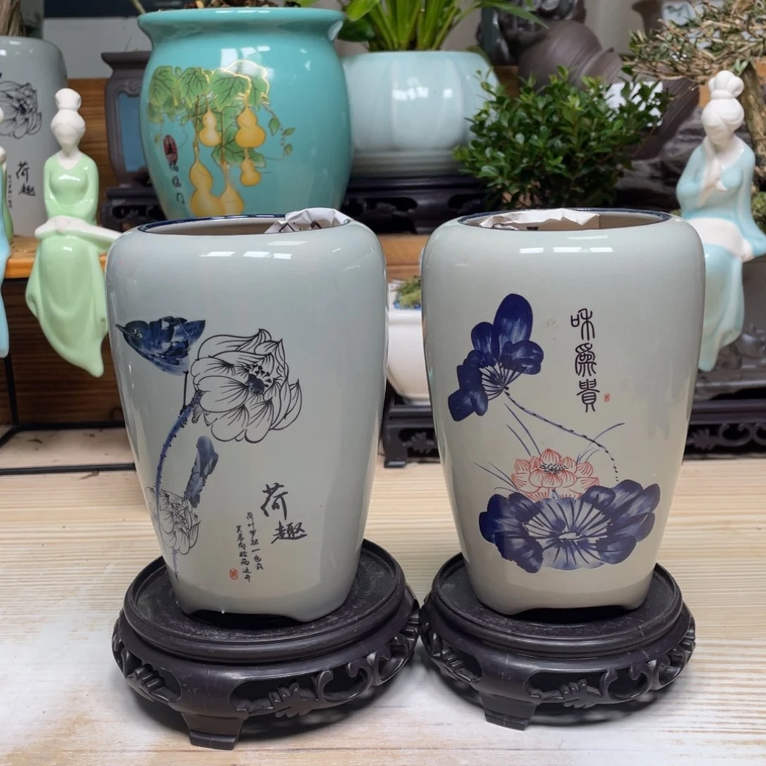 紫砂花盆陶瓷艺术花盆陶瓷