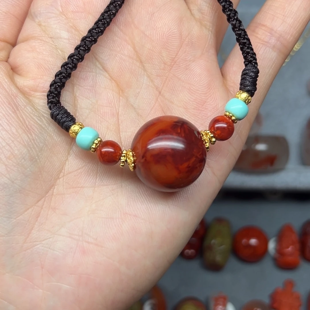 南红玛瑙银S925镶嵌配饰