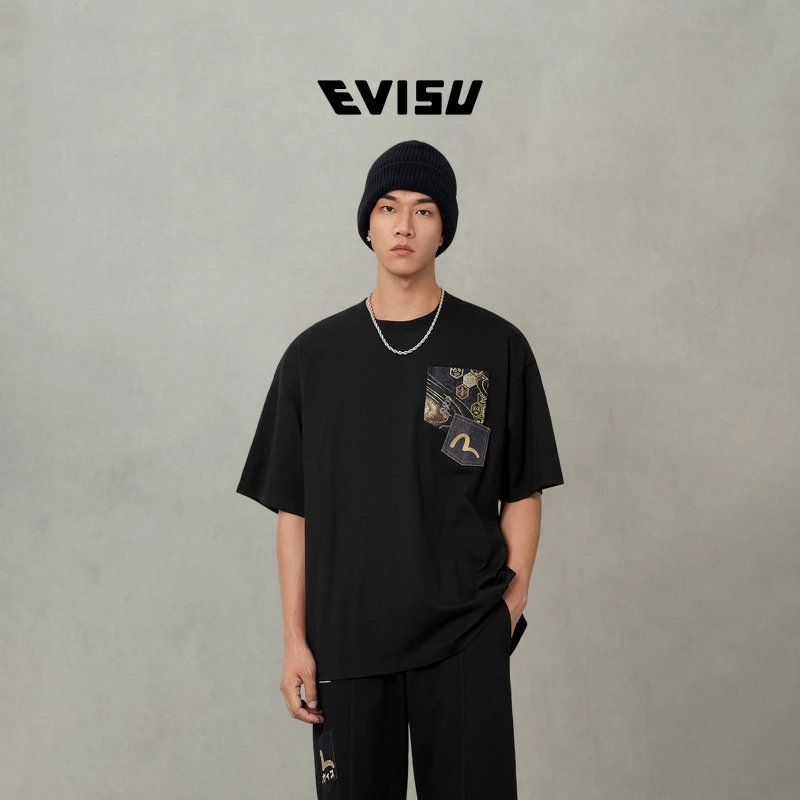 EVISU福神 2025秋新品男士海鸥烫金印花T恤2EAHTM5TS1179LFCT