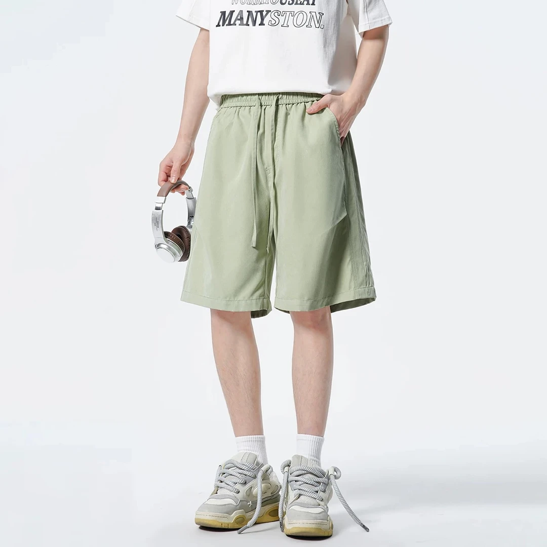 【L1711】美式多巴胺休闲短裤夏季潮流拼接设计宽松直筒五分裤
