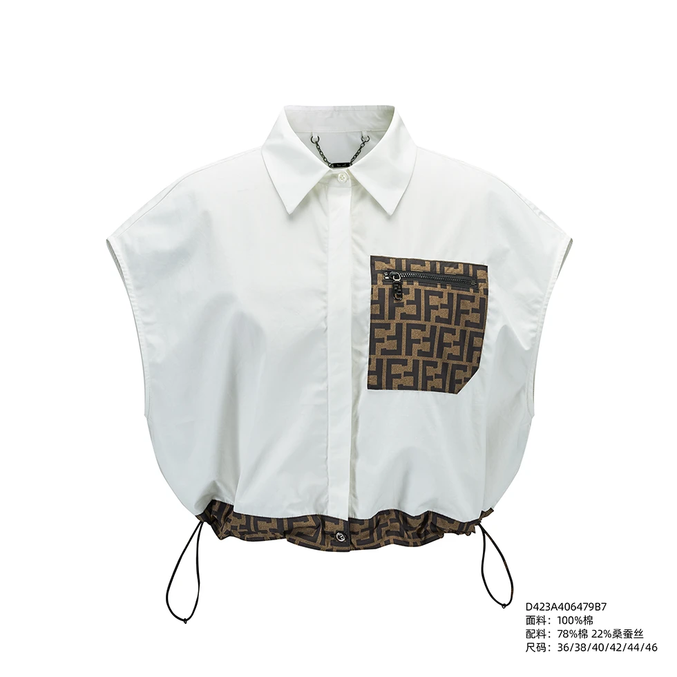 FENDILOR小怪兽25年春夏款女士翻领无袖外套 D423A406479B