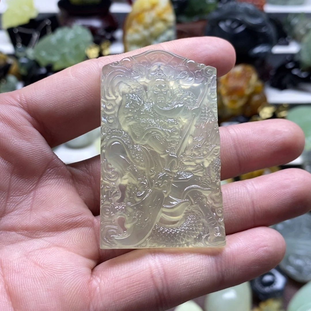 岫玉关公吊坠未镶嵌摄**峰