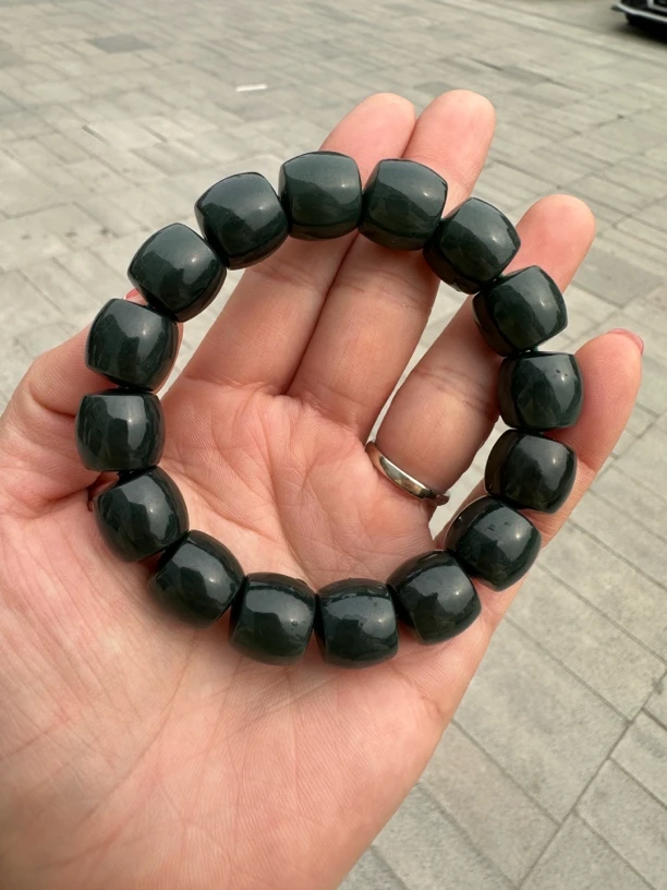 天然和田玉且末蓝色 卡14 直切手串