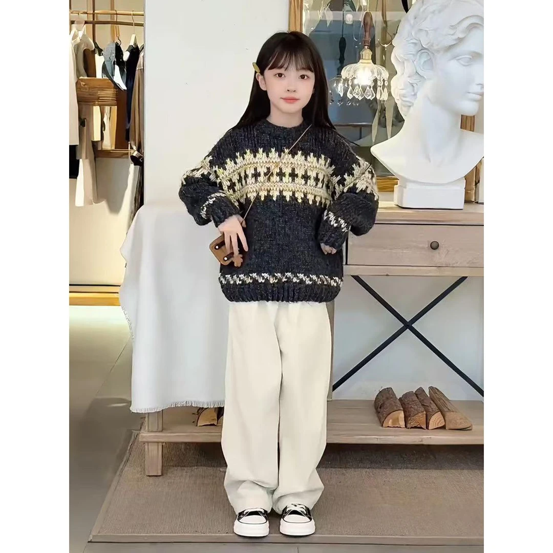 儿童秋季加绒套装女童秋冬款加厚毛衣套装2025秋冬季新款儿童百搭