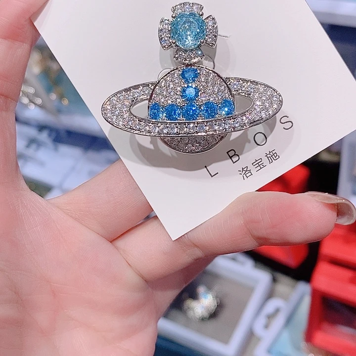 锆石铜合金星球胸针