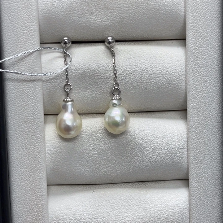 海水珍珠耳饰银S925镶嵌AK7-8mm78号