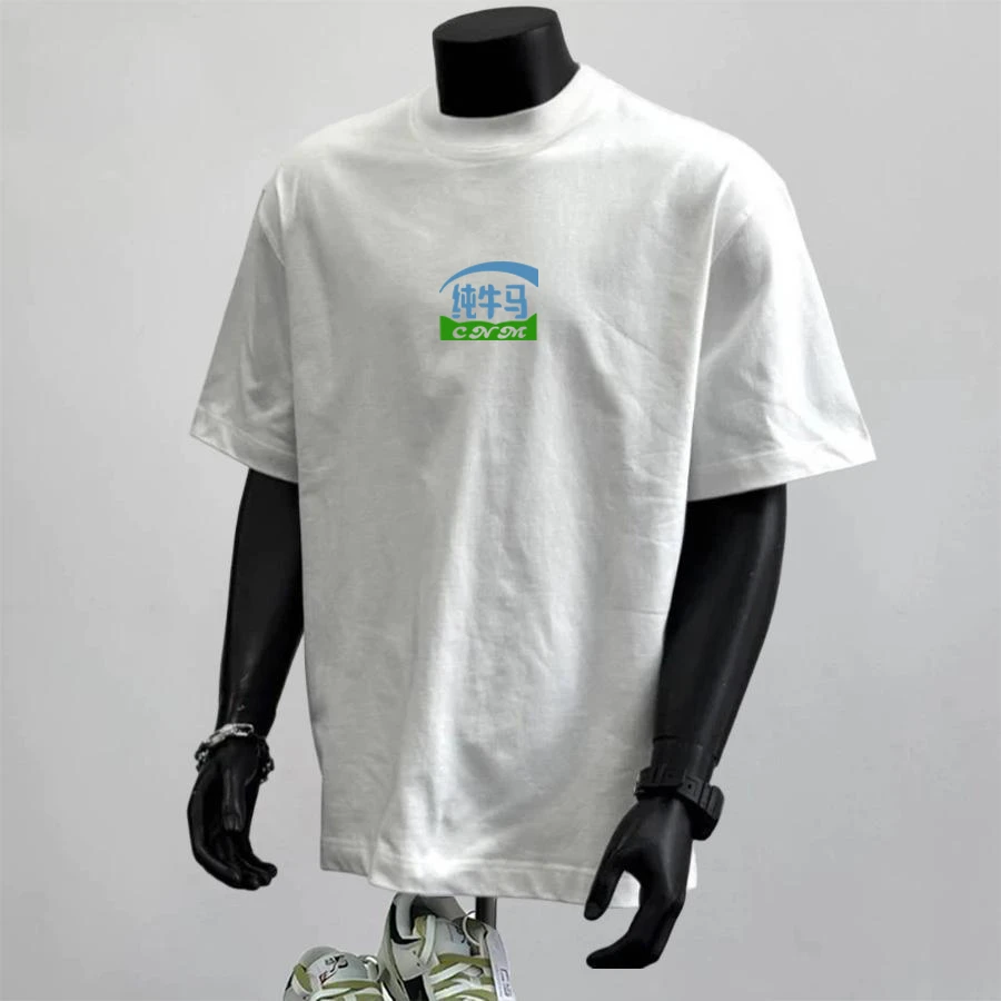 260g重磅纯棉标语短袖t恤夏季美式搞怪圆领宽松休闲落肩印花上衣