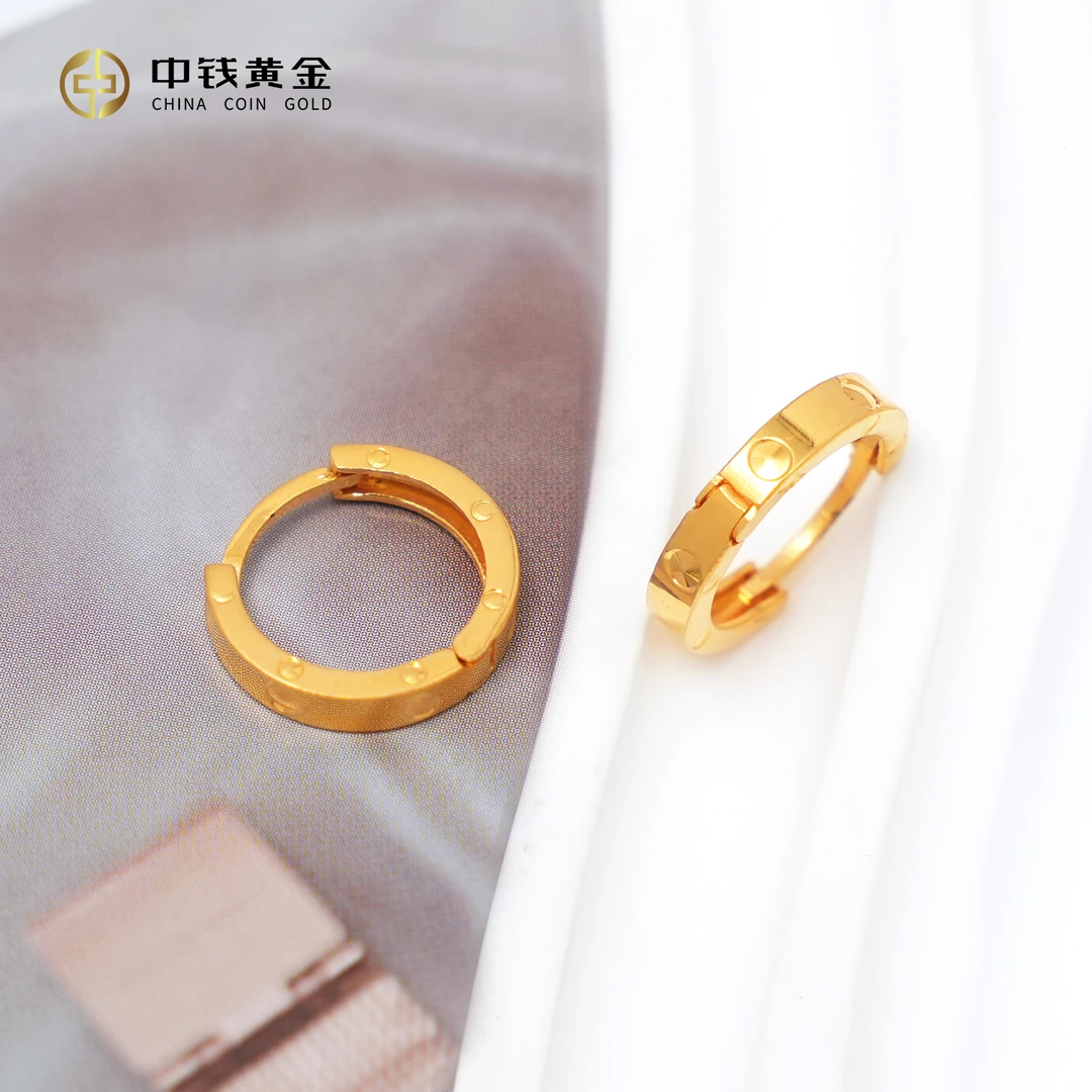 足金5G卡家耳圈气质时尚简约