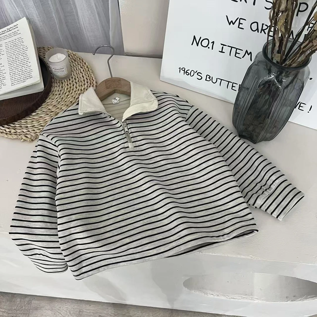 2025年春季新款儿童卫衣休闲百搭宽松时尚洋气50036条纹长袖