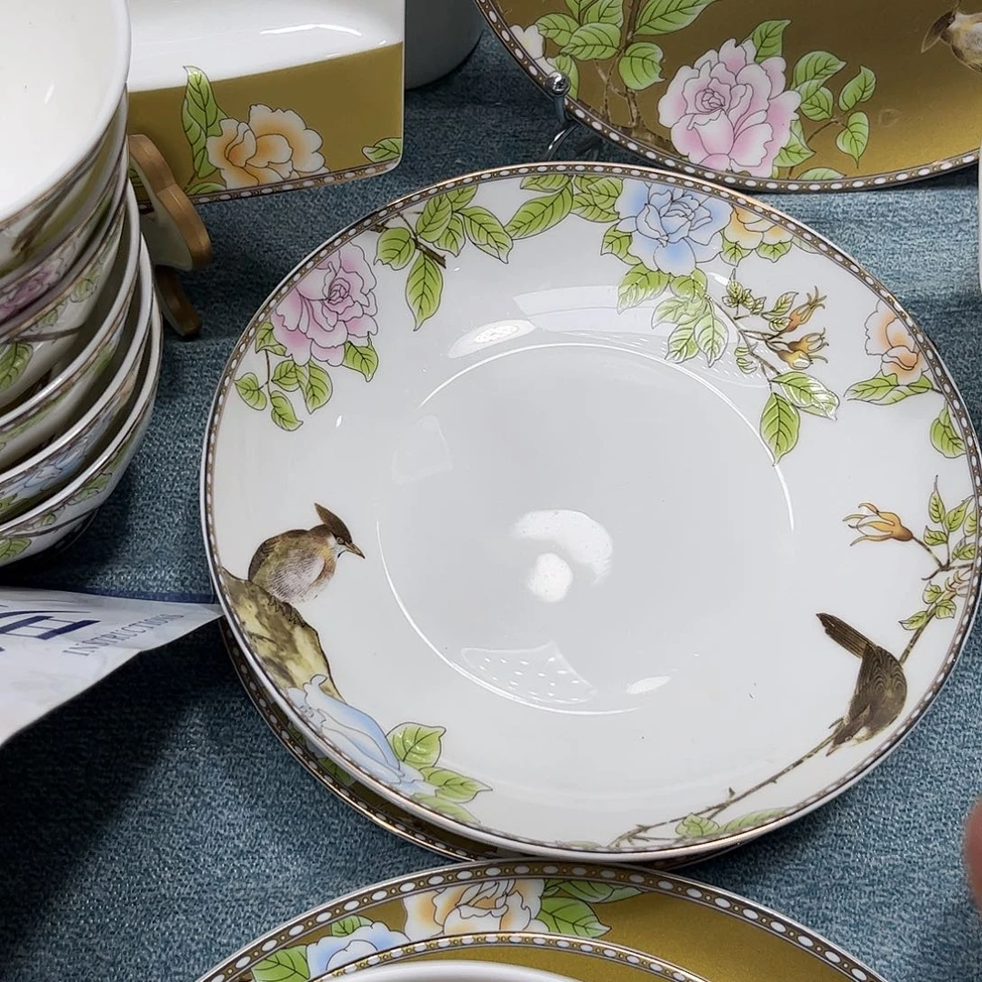 瓷片琴瑟八寸深盘六个微瑕