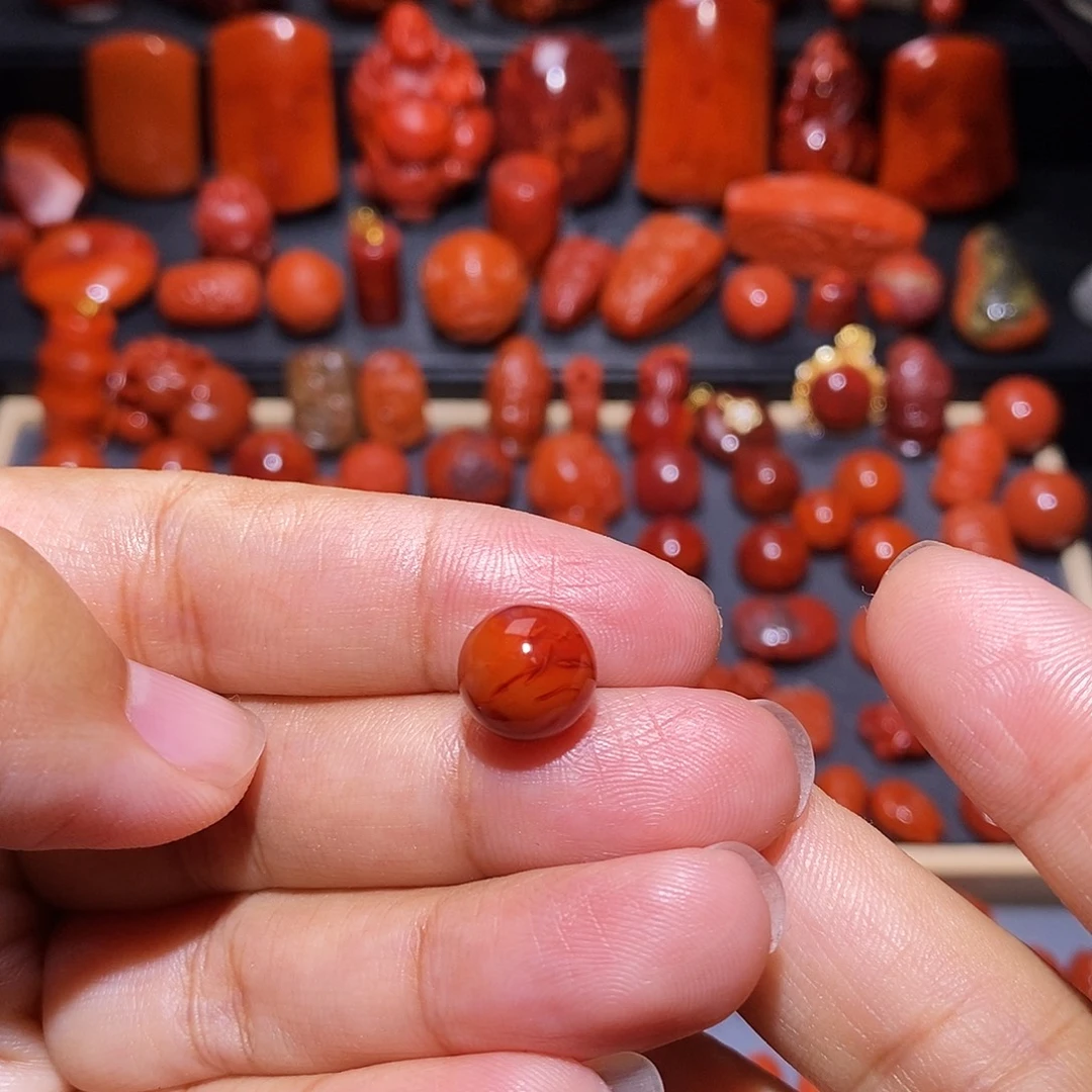 南红玛瑙未镶嵌配饰火焰纹圆珠10.2mm