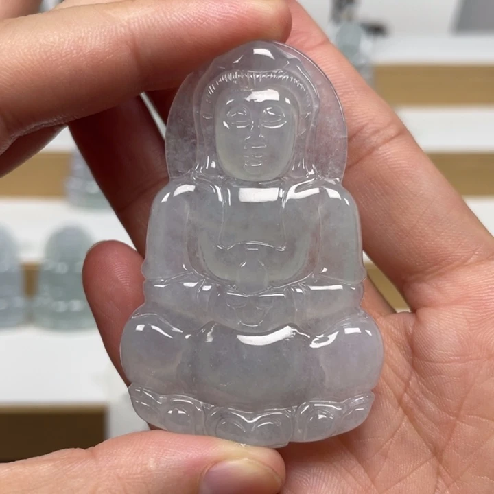 翡翠未镶嵌颈饰天然缅甸翡翠A货观音96号