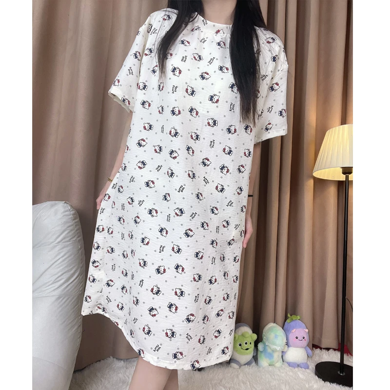 睡裙女带胸垫卡通可爱凯蒂猫气质舒适休闲时尚可外穿连衣裙睡裙夏