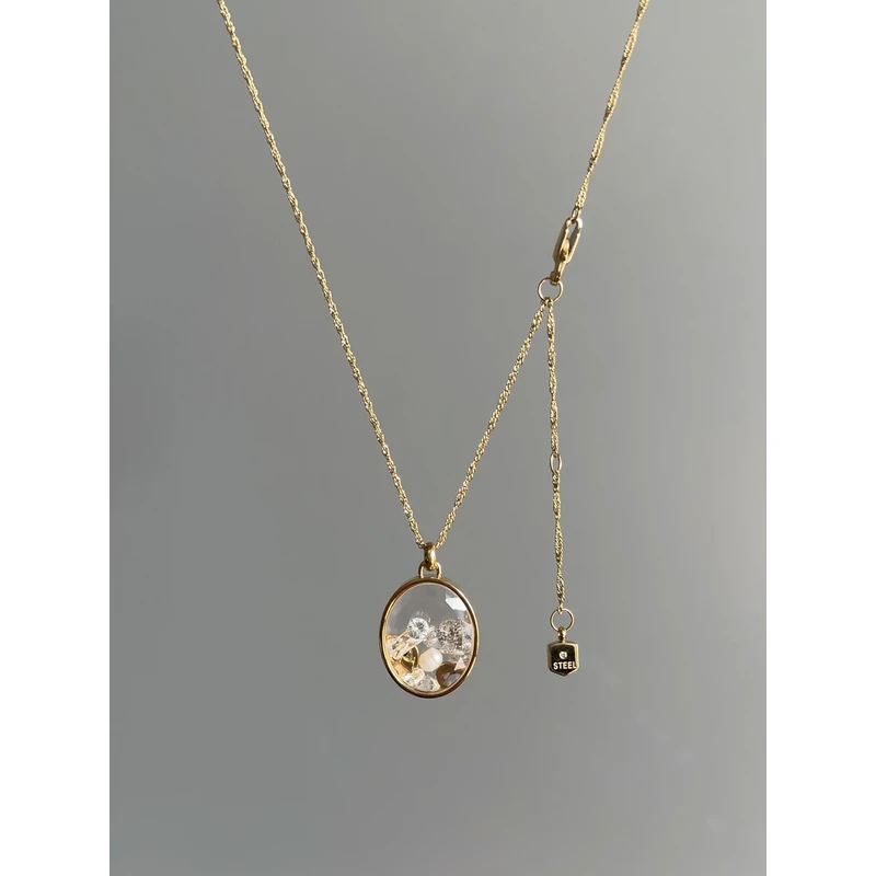 合金项链 老美单！轻奢小众简约18K镀真金材质高级感设计相盒项链