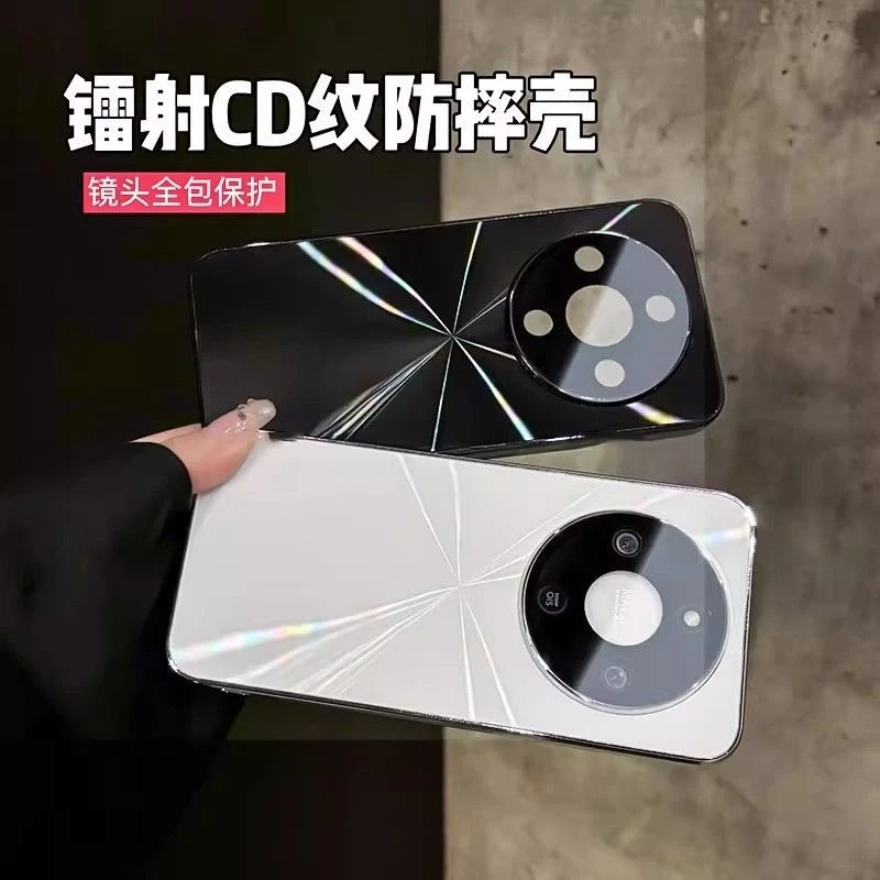 防滑条适用荣耀X70手机壳华为honor新款镭射CD纹全包防摔电镀边框