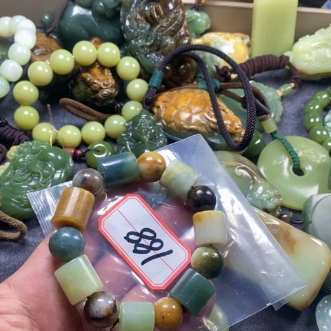 合金蛇纹石玉手链才*