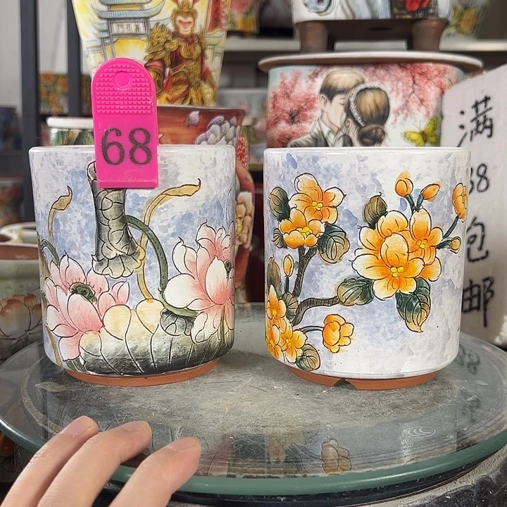 景德镇手绘花盆满38包邮