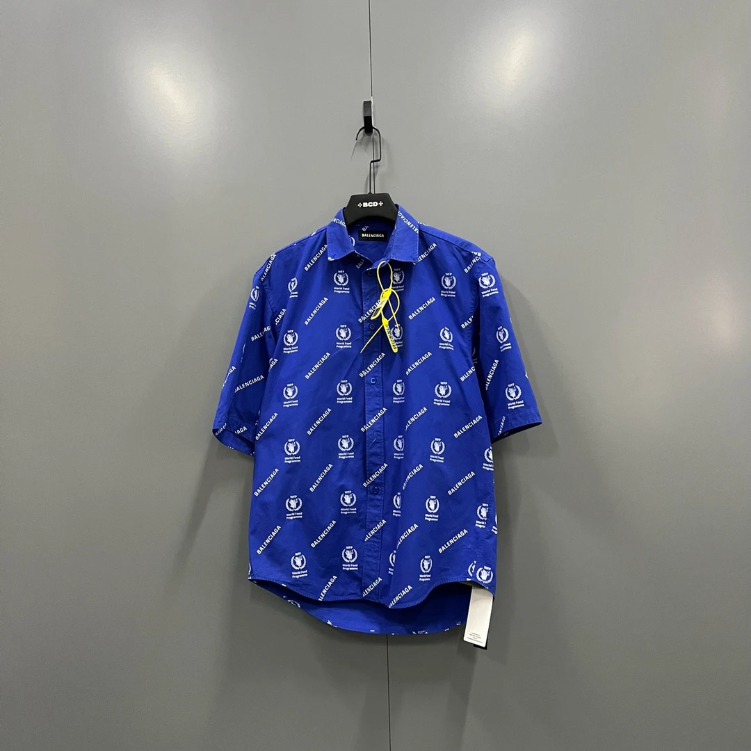 95新 Balenciaga/巴黎世家 q220 巴黎世家弹幕徽标短袖衬衫37码