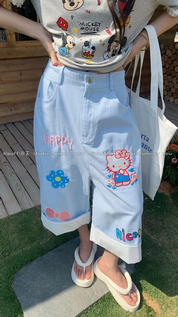 2025夏季上新大码宽松休闲七分阔腿短裤女