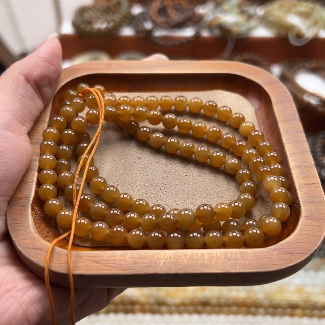 毛衣链未镶嵌和田玉珠串6mm