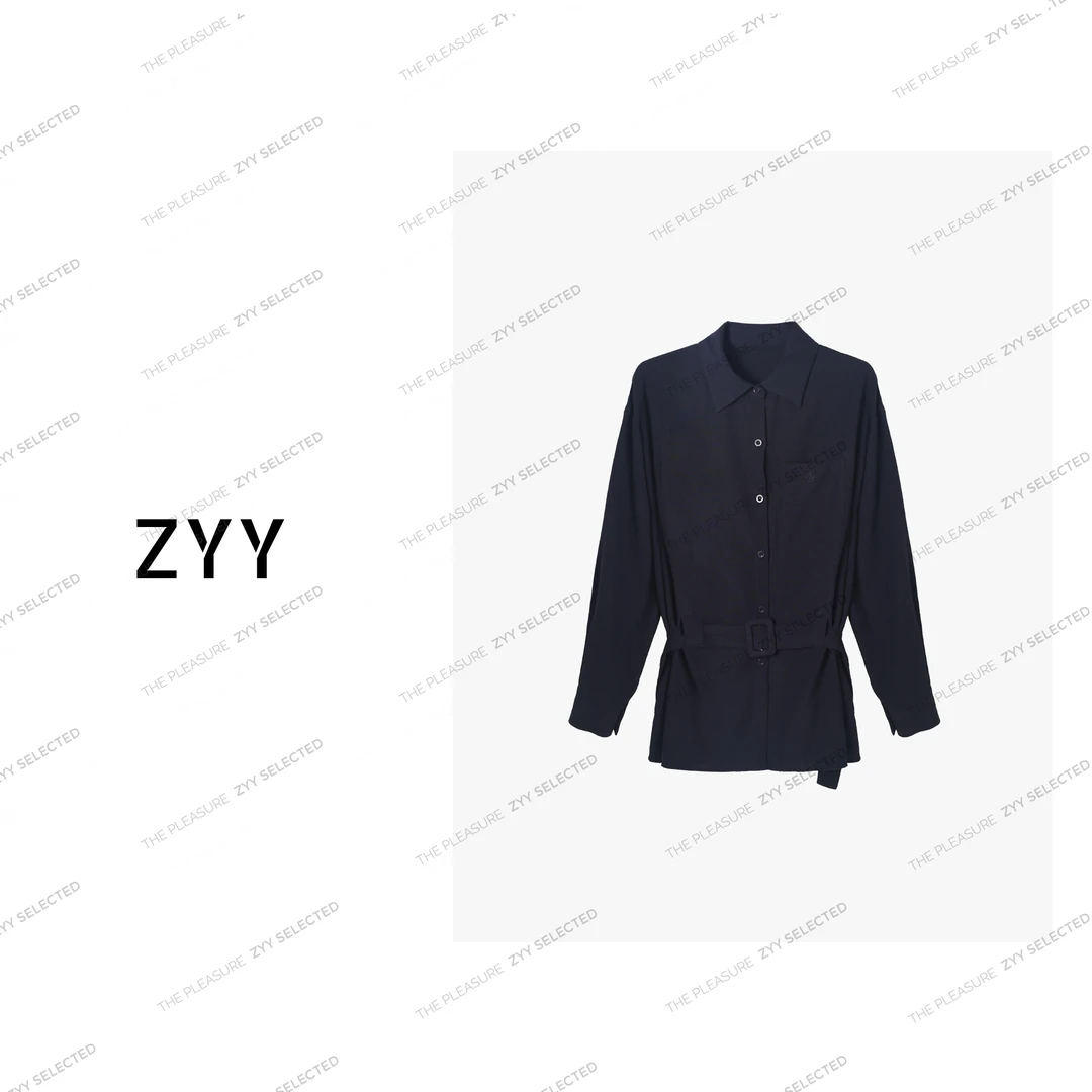 ZYY【轻羽悸动】2025S/S新品显瘦亚麻长袖翻领腰带衬衫X25QCS02944