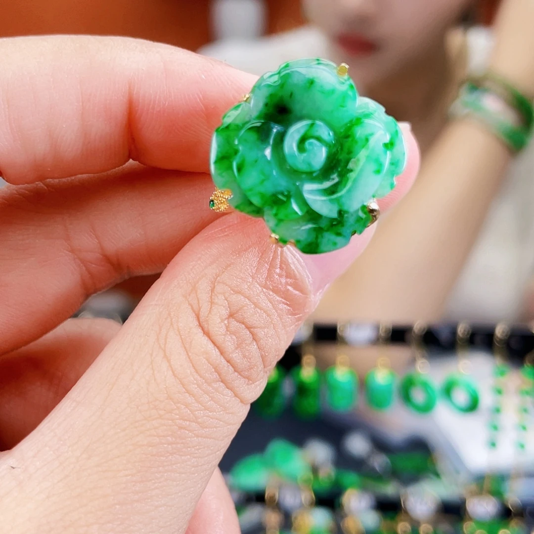 翡翠银S925镶嵌耳饰