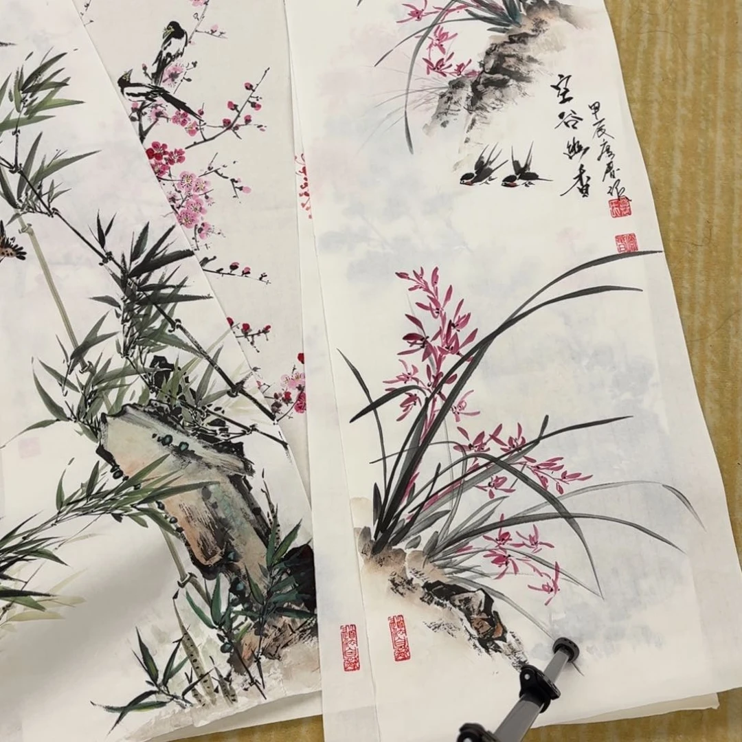 国画F****٩四条屏三尺对开1111