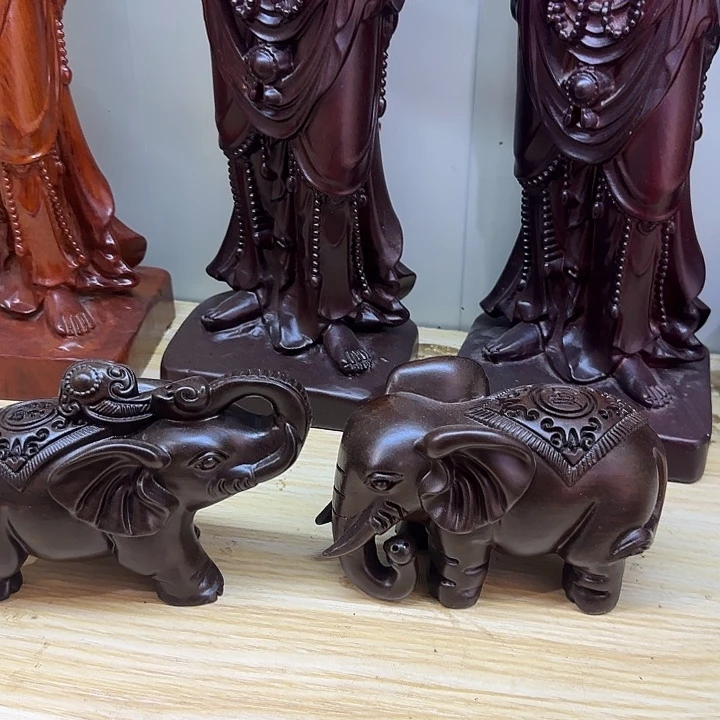 木黑檀木15如意上下象一对