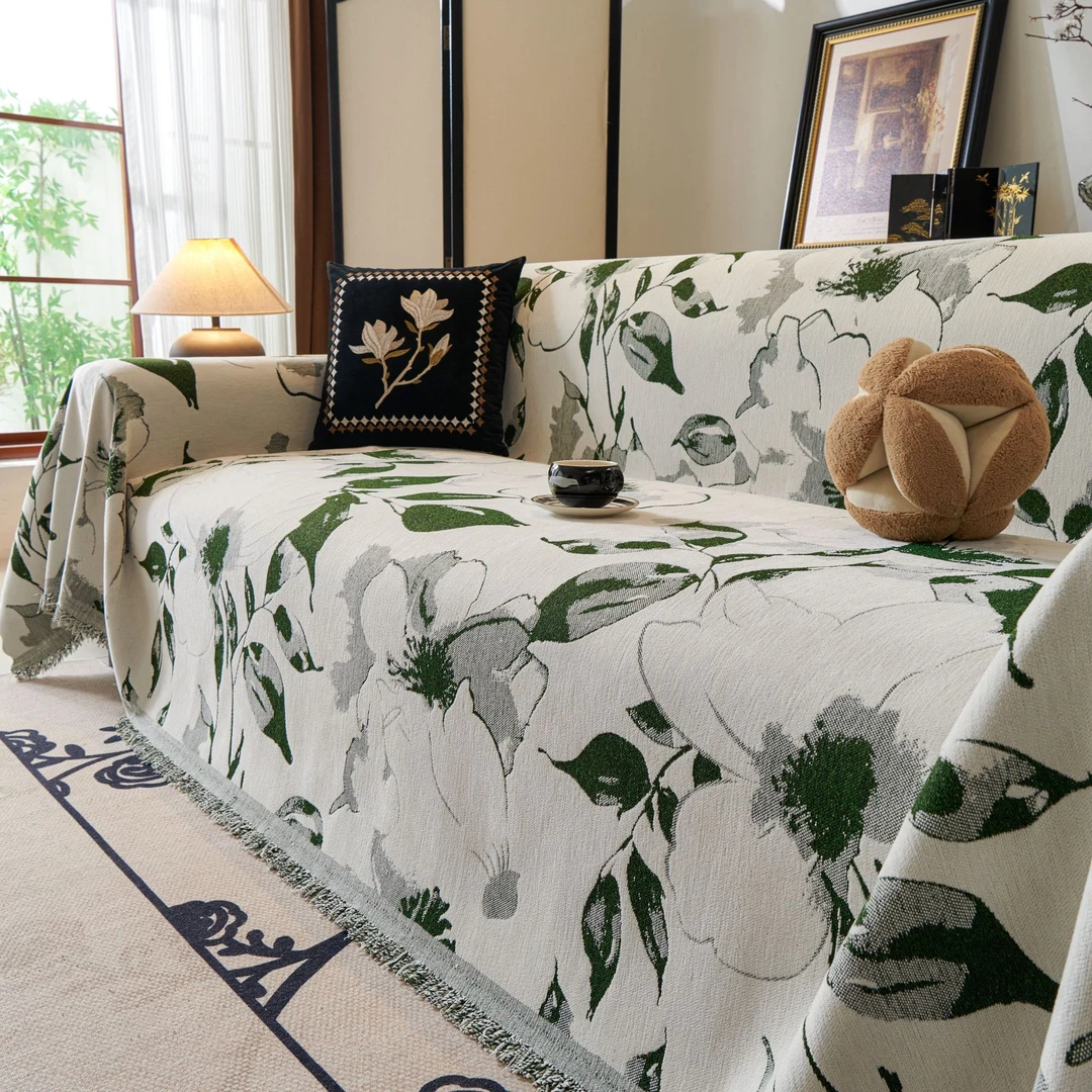 【花语时光】新款加厚防猫抓万能通用型沙发巾一片式全盖雪尼尔