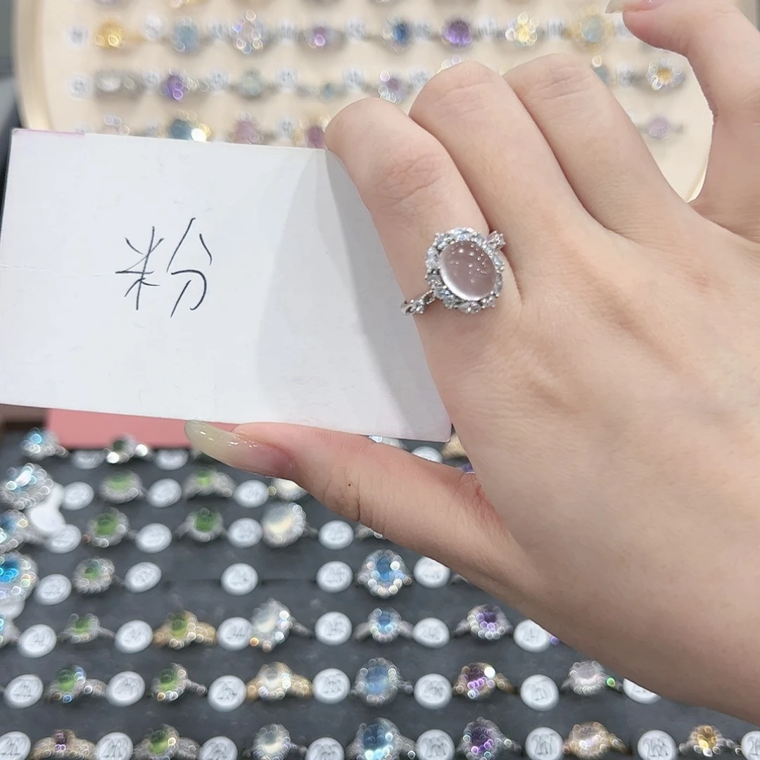 蛇纹石玉戒指银S925镶嵌$*$