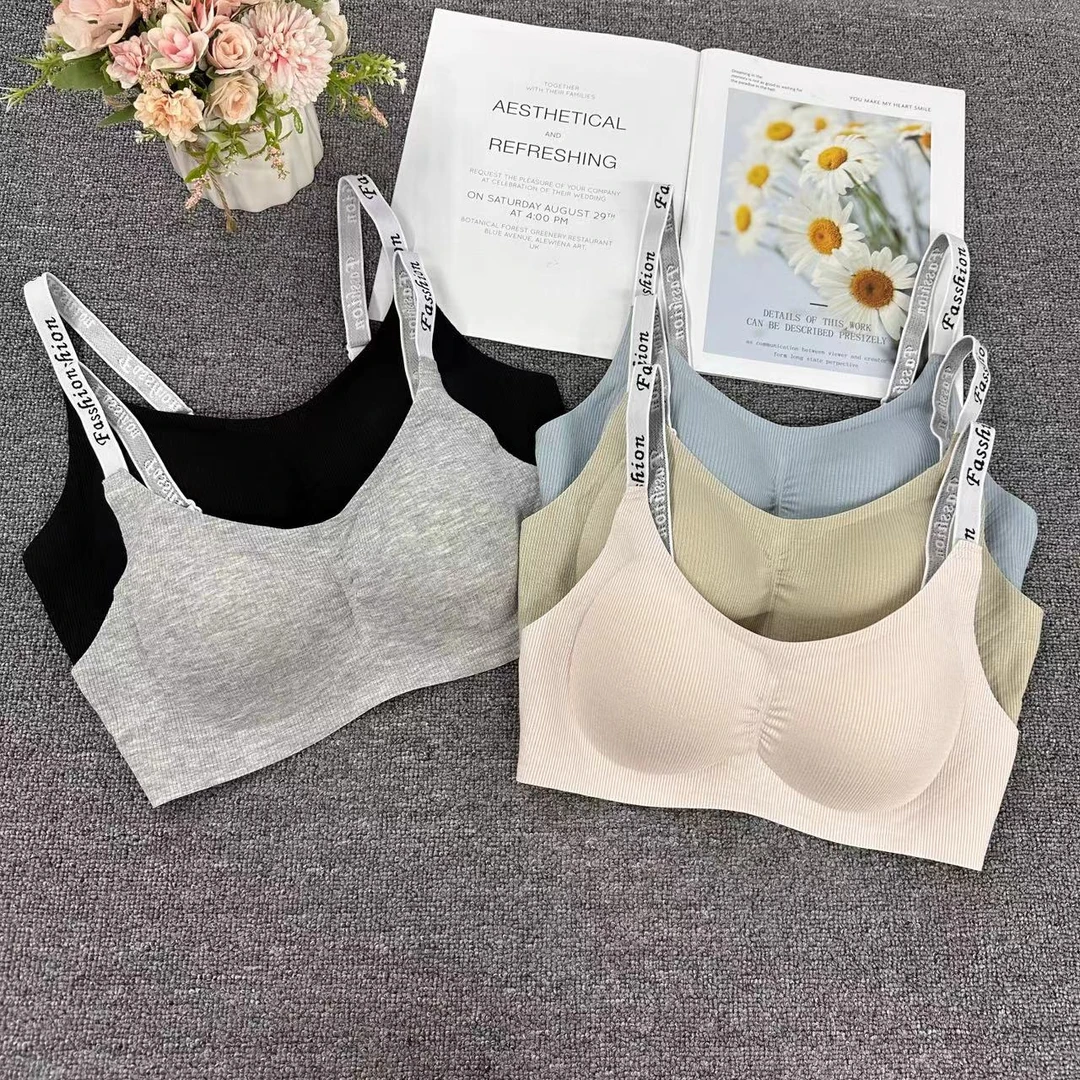 2326#字母肩带抹胸无痕聚拢收副无钢圈固定杯