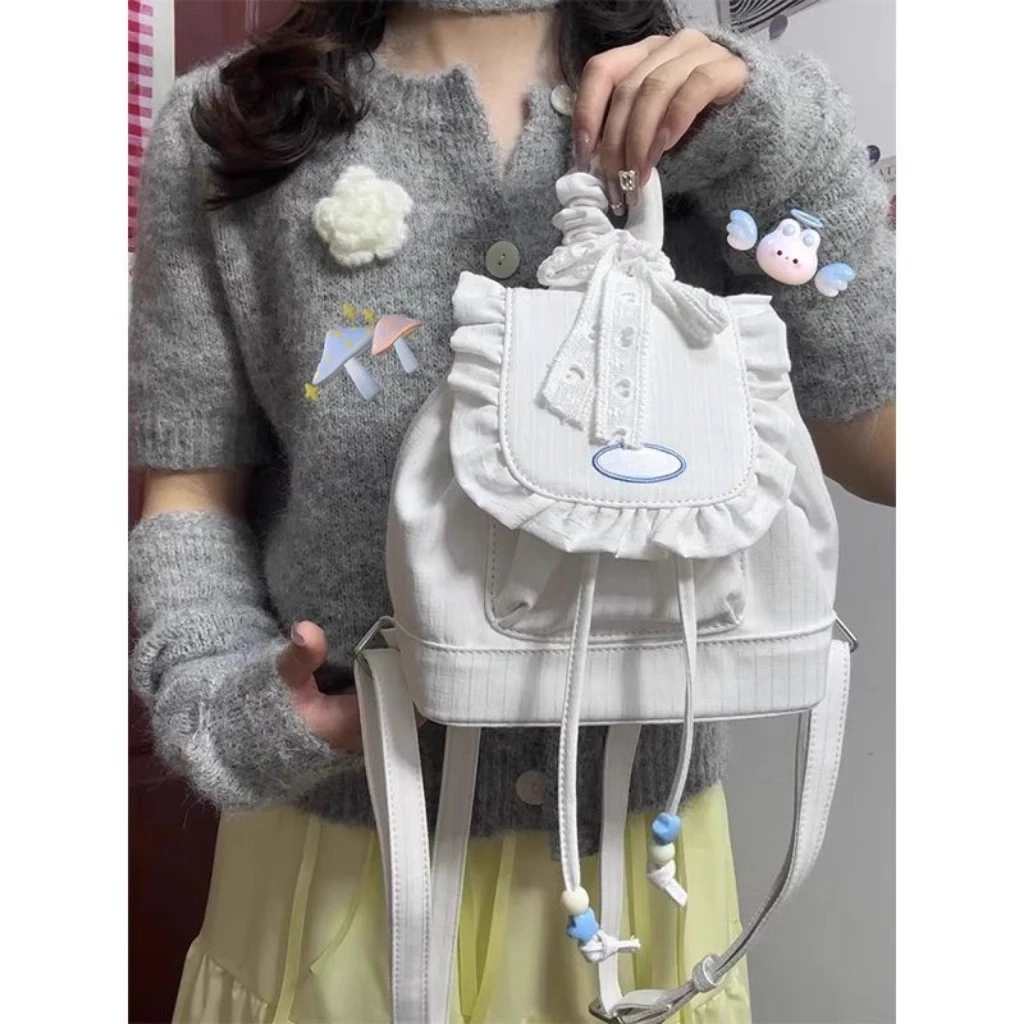 2025新款学院少女设计蕾丝双肩包背包可爱百搭通勤小背包女大学生