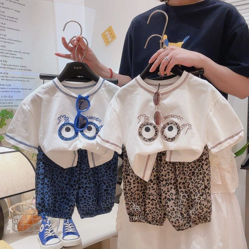 【两件套】短袖卡通套装夏装薄款女童两件套纯棉吸汗短裤儿童新款