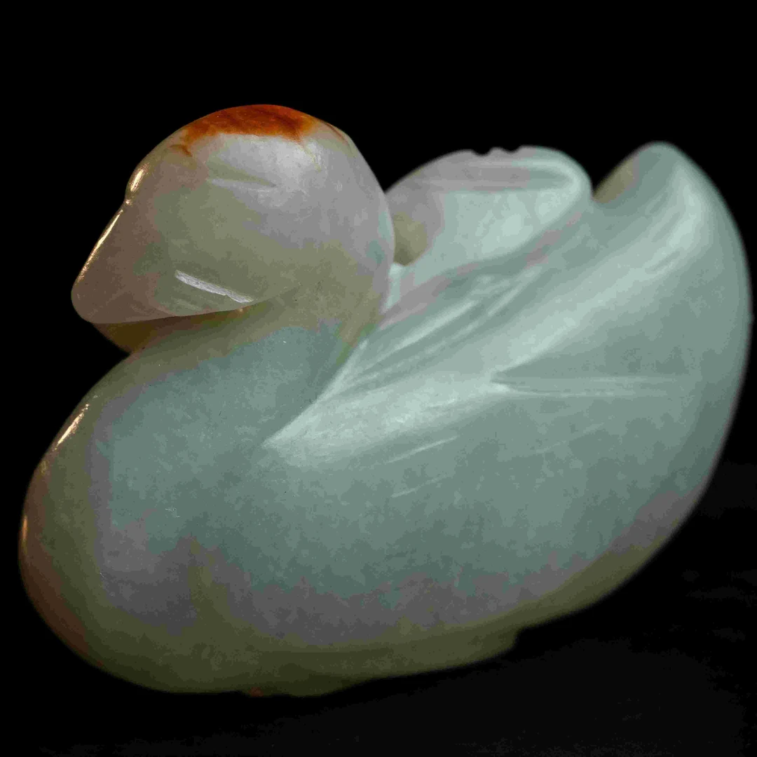 清代和田玉鸳鸯花件-NX