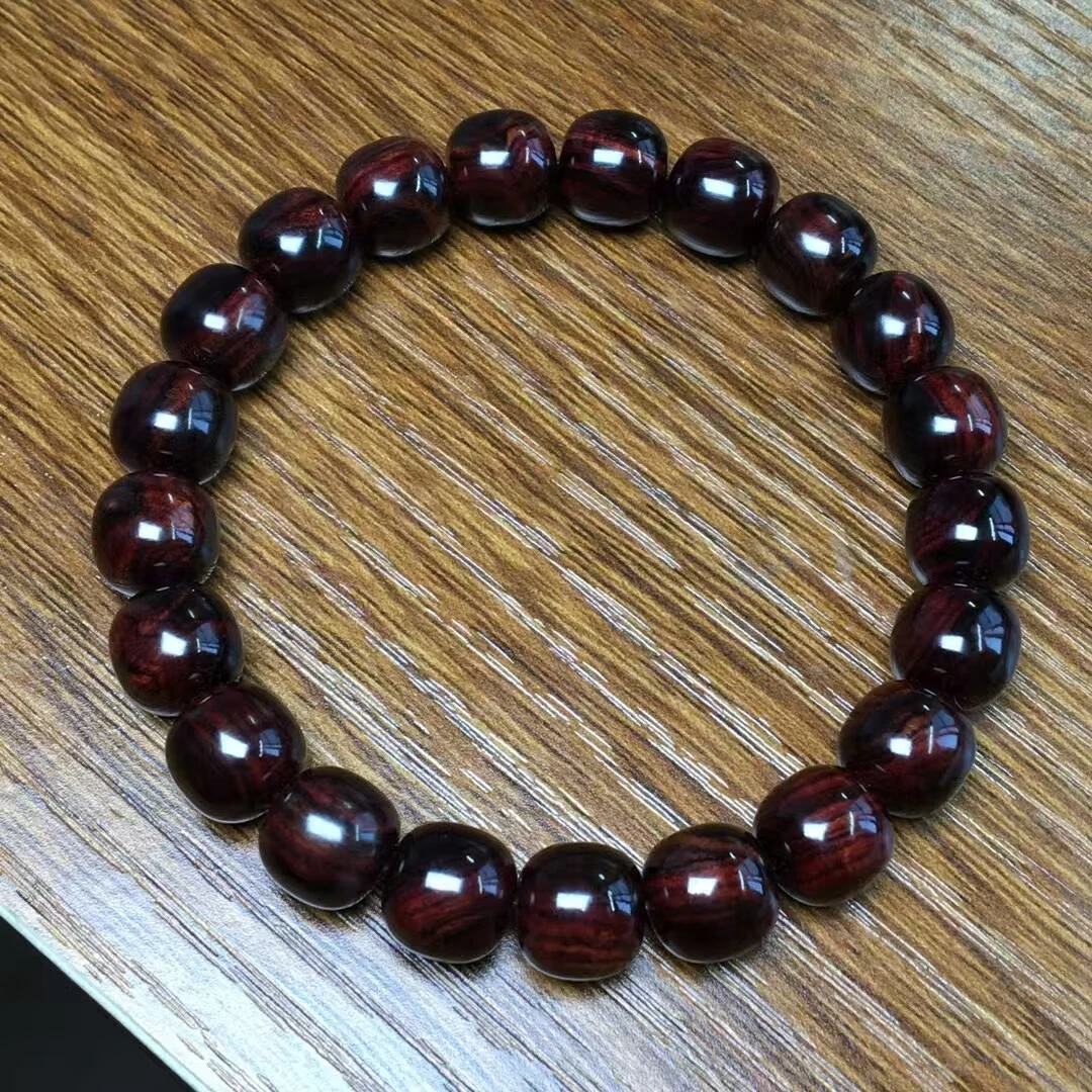 万乘海南黄花梨紫油梨1.0瘤疤老型珠高油性瘤疤佛珠文玩小单圈