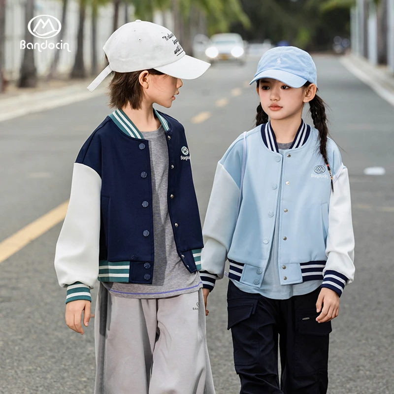 BANDOCIN/半度闲男女童春季户外运动棒球服外套休闲时尚百搭上衣