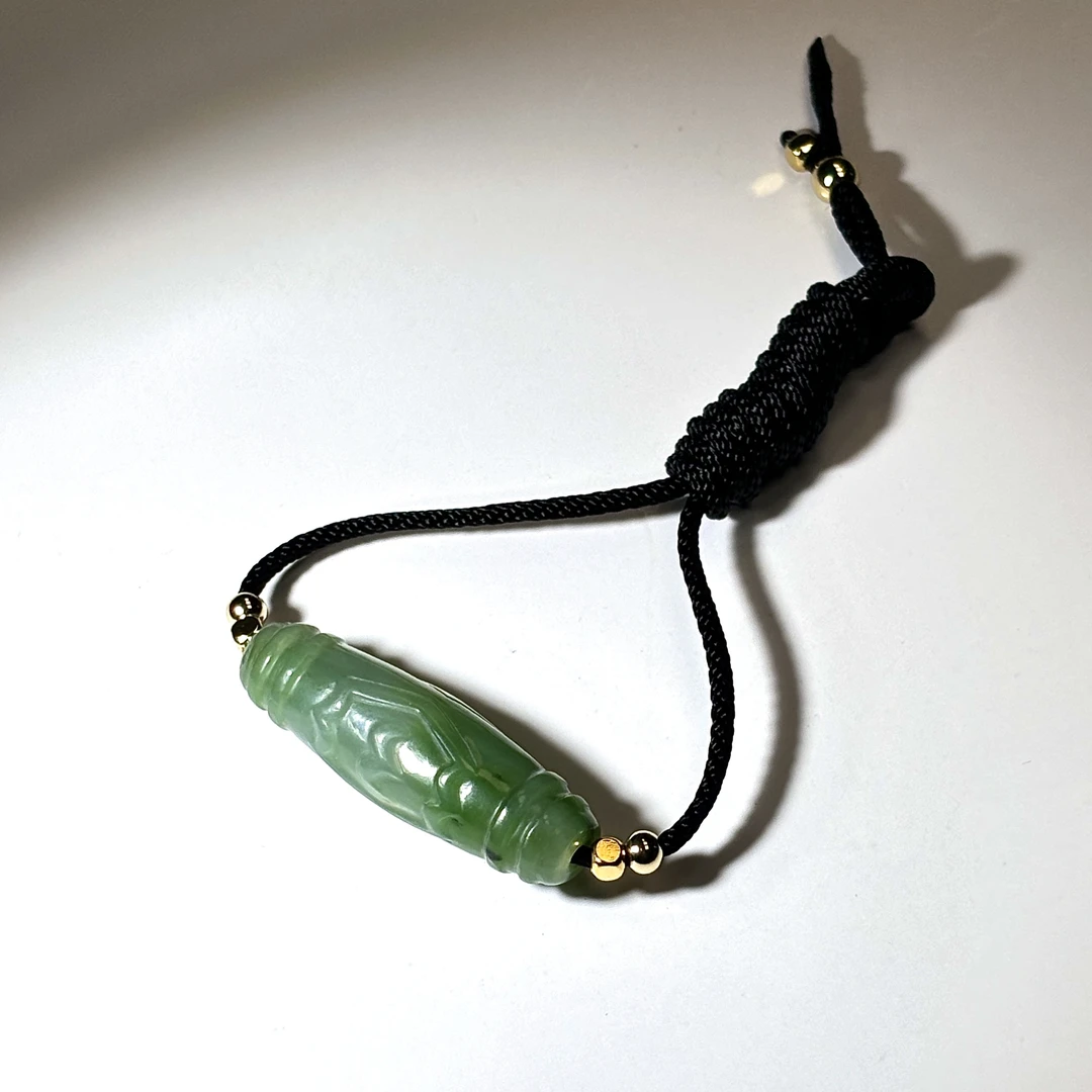 天然和田玉碧玉天珠锁骨链吊坠 MA006 (颜色差异性)